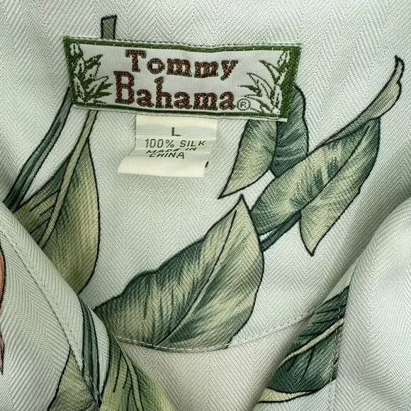 Tommy Bahama Size L UK 12/14 Pure Silk Summer Blouse Tie Front Crop Top Tropical - Picture 5 of 7